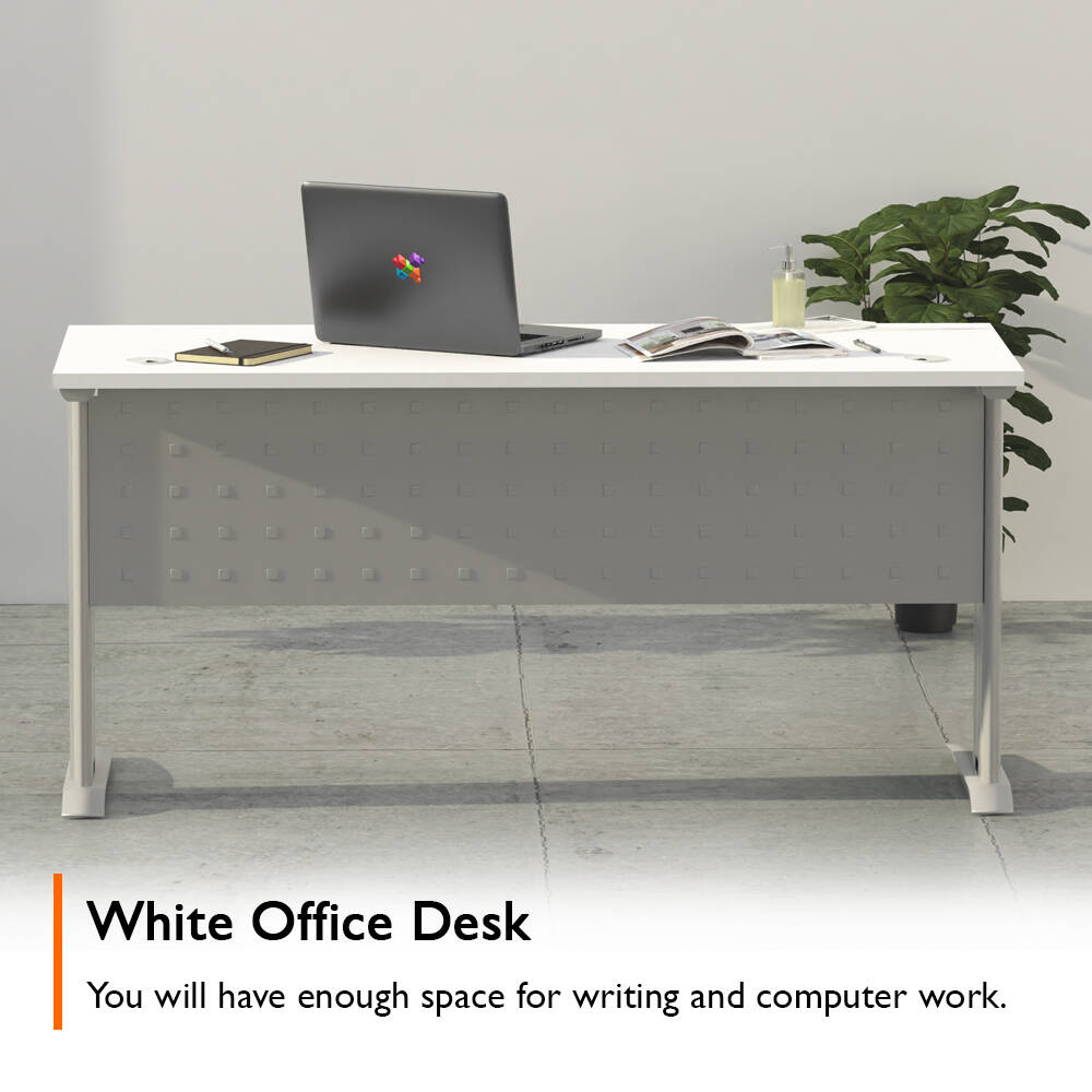 Mahmayi Stazion 1210 Office Desk, Modern Design Desks For Computer Workstation, 75 cm Hight, Lockable Privacy, Durable Quality, Cable Management Box, White | SZ-1210-WHT