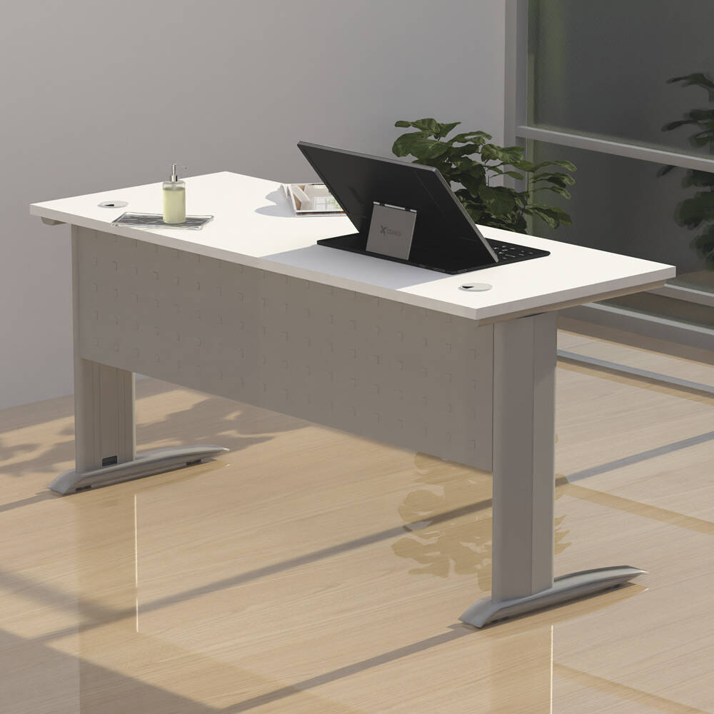 Mahmayi Stazion 1210 Office Desk, Modern Design Desks For Computer Workstation, 75 cm Hight, Lockable Privacy, Durable Quality, Cable Management Box, White | SZ-1210-WHT