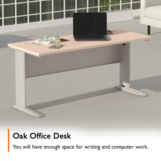 Mahmayi Stazion 1210 Office Desk, Modern Design Desks For Computer Workstation, 75 cm Hight, Lockable Privacy, Durable Quality, Cable Management Box, Oak | SZ-1210-OK