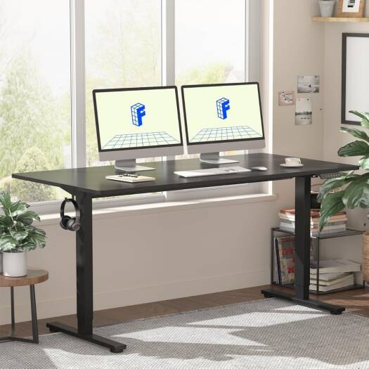FLEXISPOT One-Piece Standing Desk 55 x 24 Inches Adjustable Height, Electric Sit Stand Ideal for Home and Office Desks - Black