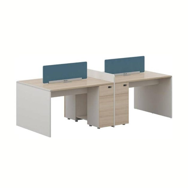 Neo Front RGR-WTA4-2412 Workstation 4-Seater Office Desk, Four-Person Face-to-Face Desk with Partition & Drawer, Wooden Design Office Workstation Table, L2481xW1200xH750mm | RGR-WTA4-2412