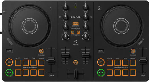 AlphaTheta DDJ FLX2 2 Deck USB DJ Controller Smart Fader, Bluetooth & Multi App Streaming, Black | DDJ-FLX2