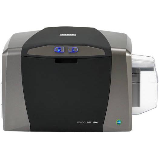 Hid Fargo DTC1250e Dual Sided ID Card Printer, Asure ID - Solo (Digital Delivery), DTC1250e, 300dpi, 100-240VAC, YMCKO Cartridge with Cleaning Roller, 100 Plain Cards Included, Grey