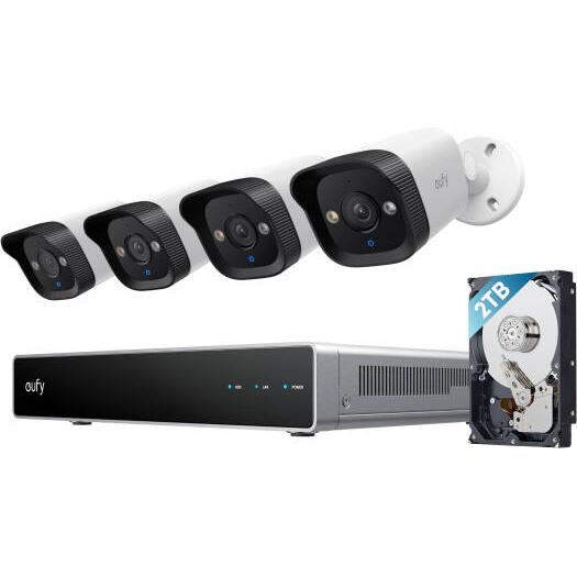 Eufy NVR Security System E40, 4K UHD, 4 Security Cameras, 122° Wide-Angle, Starlight Color Night Vision, AI-Powered Video Finder, IP67 Waterproof, Two-Way Talk, 2TB HDD Included | E8P00322