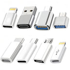 8pcs USB Type-C Adapter Set | USB-C to Lightning, Micro USB to USB-C, USB OTG, USB-C Male to USB 3.0 Female Adapters for Quick Charging and Data Transfer on Laptops and Phones