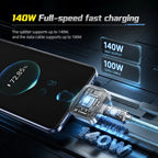 140W Type-C Physical-Disconnect Battery Guard - Auto & Self-Eject Charger, Smart Auto-Stop Charging Accessory for Mobile Smartphones, Laptops, Tablets, Anti-Overcharge Tech for Safe Overnight Use, Gift for Chargeable Devices