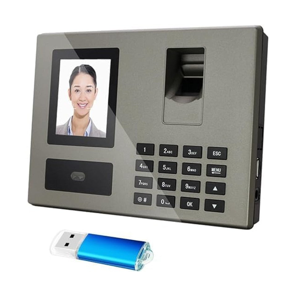 Biometric Face & Fingerprint Attendance Machine with Large TFT Screen, Dual-Camera System, Fast Identification Suitable for Office,, - Fingerprint Scanner, Face Recognition Device, Data Output & Large Storage Capacity
