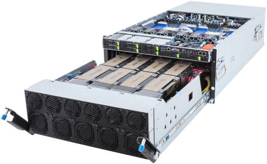 HPC AI GPU Server, Workstation NVIDIA HGX H200 8-GPU Server, AMD 2x EPYC 9754, 2.304TB (24x 96GB) RAM, 2x 1.92TB SSD + 3x 7.68TB SSD Storage, 8x ConnectX-7 VPI 400GbE & 2x VPI 200Gbe | G593-ZD1- AAX3