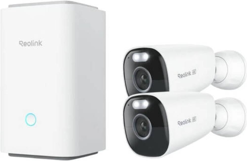 Reolink Home Hub with 2x Argus Eco Ultra Security Camera, 1/2.7" CMOS Sensor, 4K 8MP Ultra HD, USB Type-C Port, IP66 Weatherproof, Anti-Theft Algorithms, Expandable System, White | BWS4KB01W64-2