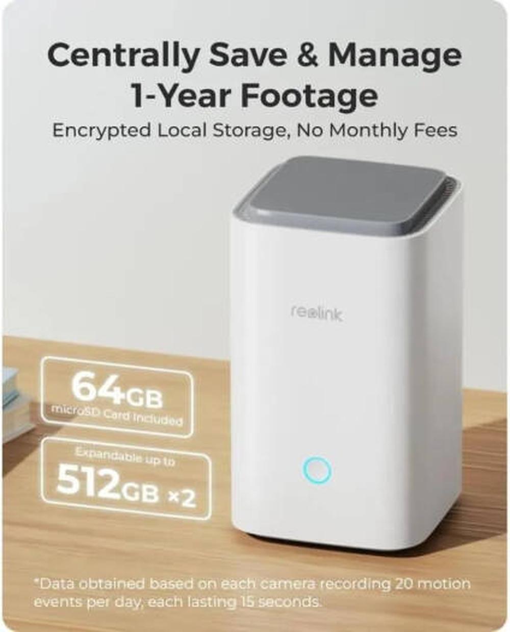 Reolink Home Hub with 2x Argus Eco Ultra Security Camera, 1/2.7" CMOS Sensor, 4K 8MP Ultra HD, USB Type-C Port, IP66 Weatherproof, Anti-Theft Algorithms, Expandable System, White | BWS4KB01W64-2