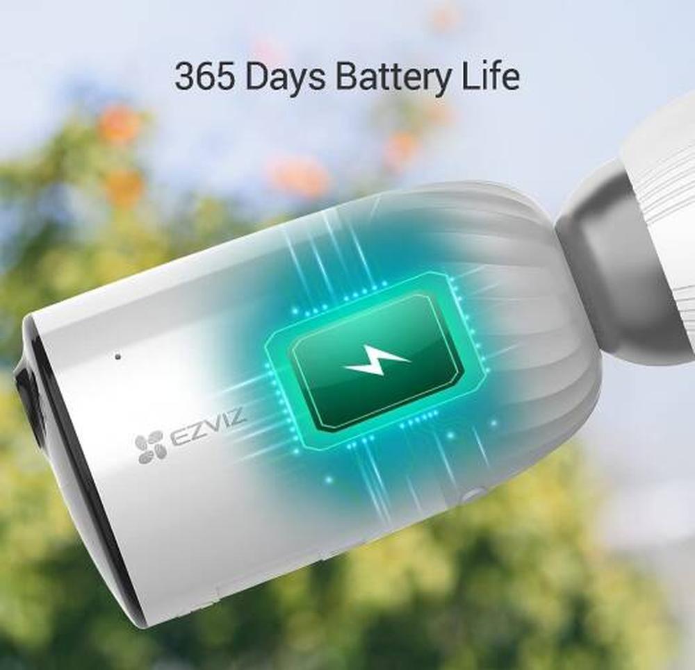 EZVIZ BC1 WiFi Outdoor Camera,1080p Security Camera CCTV with 365 Days Battery Life, Color Night Vision, PIR Motion, Smart Human Detection, 2 Way Audio, Alexa & Google Assistant, White | CS-BC1-B3