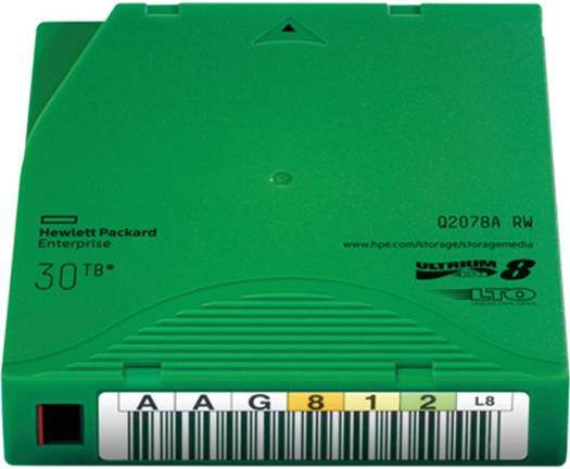 HPE 30TB LTO-8 Ultrium RW Data Cartridge, 12TB Uncompressed Capacity, Up to 700 MB/s Read Speed, FIPS 140-2 Level 1 Encryption, 2.5 1 Compression Ratio, Rewritable,