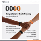 Porodo TrackFit Smart Fitness Band PDSB10625BK, Fitness Tracker Smartwatch, Heart Rate Monitor, IP68 Waterproof, 30 Day Battery Life, Bluetooth 5.4, Black