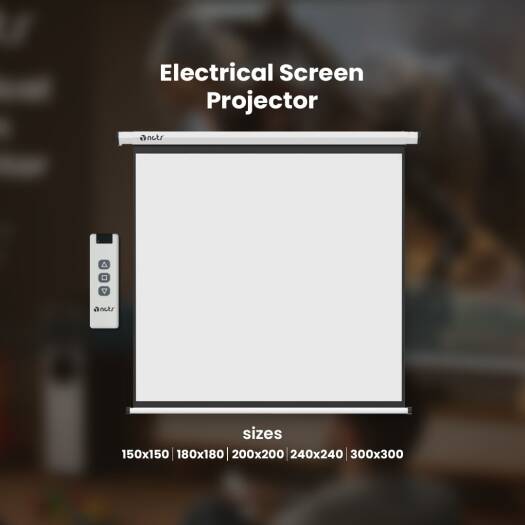 NCTS E180 E Series Electrical Control Projection Screen, 1.8 x 1.8M Size, Adjustable Height, Matte Screen Surface, Motorized Screen Control, Includes Infrared (IR) Remote | NCTS-E180