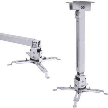 Generic Projector Ceiling Mount for LCD/DLP Adjustable Height Projector Wall Mount Stand, Solid Steel Material, Capacity Up to 66lbs / 30 kg, Expandable Size 5''-24'' - White | UNV-WO-07-S