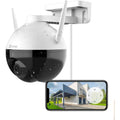 Ezviz C8C Outdoor Pan/Tilt Camera, FHD 1080P Resolution, Motorized Pan & Tilt 360° Visual Coverage, AI-Powered Person Detection, Color Night Vision, IP65 Dust & Water Protection, White/Black | CS-C8C