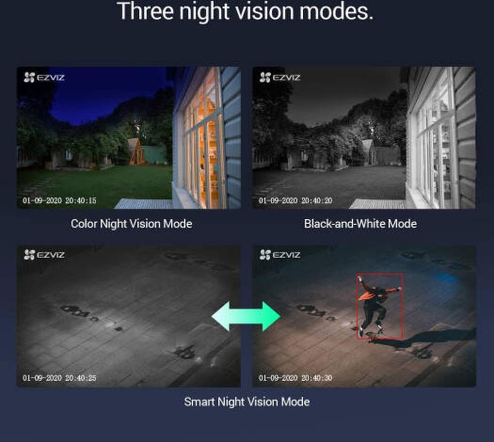 Ezviz C8C Outdoor Pan/Tilt Camera, FHD 1080P Resolution, Motorized Pan & Tilt 360° Visual Coverage, AI-Powered Person Detection, Color Night Vision, IP65 Dust & Water Protection, White/Black | CS-C8C