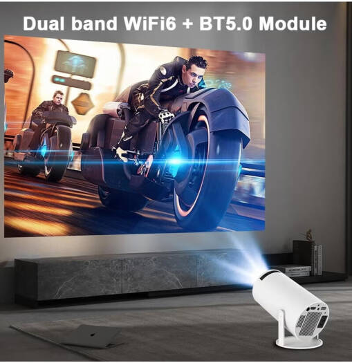 HY300 Ultra HD Smart Projector, 4K Video Resolution, 200 ANSI, Wi-Fi Connectivity, Bluetooth, Compatible With Android/iOS/Windows/TV Stick/HDMI/USB/Audio 3.5, White | HY300