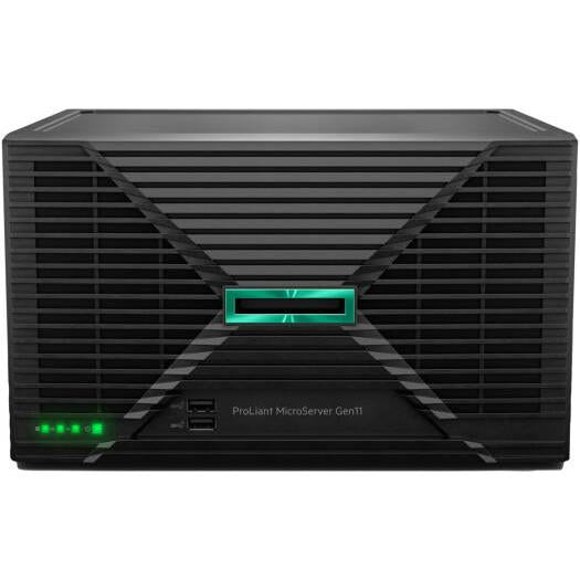 HPE ProLiant MicroServer Gen11 Server, Intel Pentium Gold G7400, 16GB RAM, 2x 960GB SATA SSD, Intel VROC SATA Hybrid RAID, 1Gb 4-Port Ethernet Adapter, 180W Power Supply | MS-G11