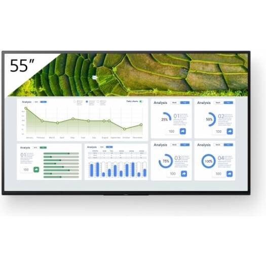 SONY Professional BRAVIA Digital Signage, 55 4K HDR DLED 60Hz Display, 8ms Response Time, 16GB Built-In Storage, Android TV OS, 24/7 Operation, 440nits, Black | FW-55BZ30L