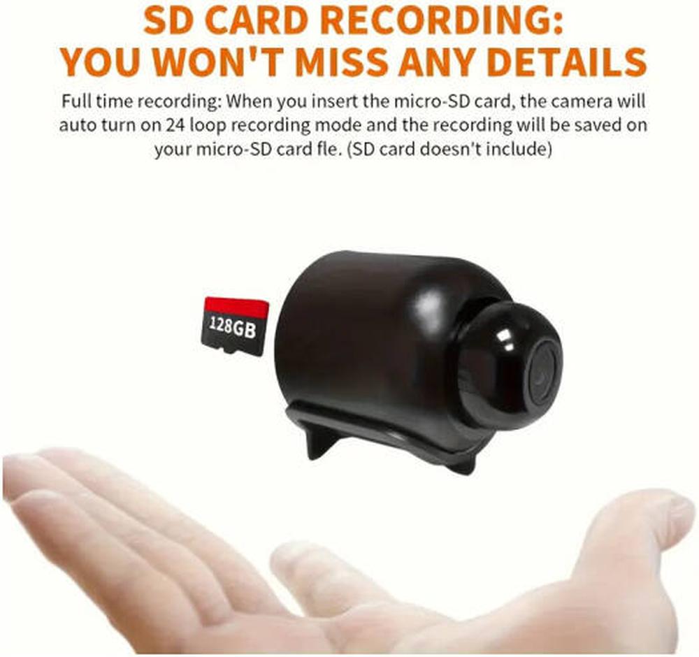 Smart Mini Surveillance Camera with WiFi, Night Vision, Two-Way Audio